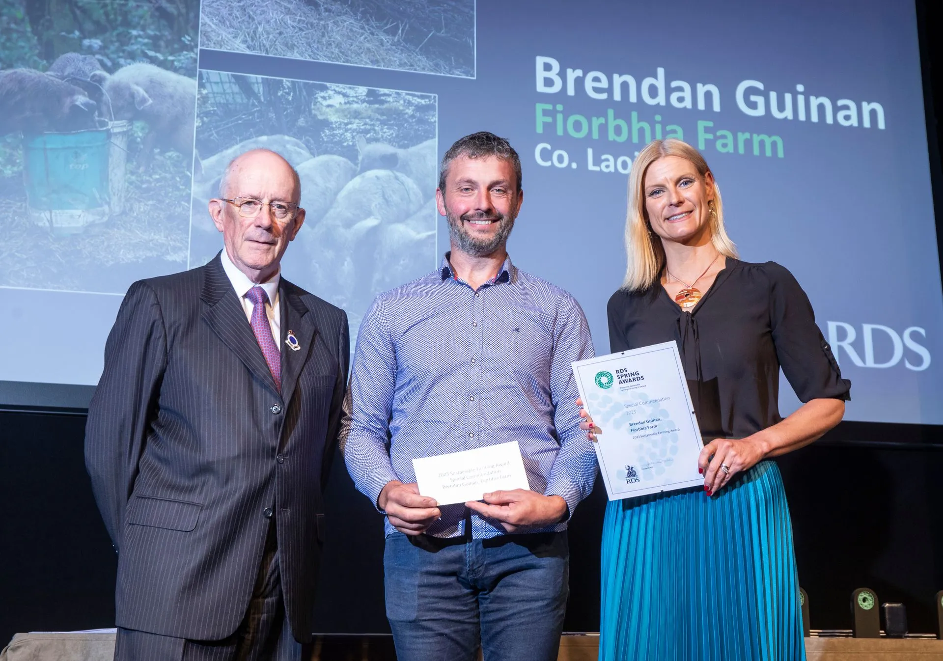 Brendan accepting award at 2023 RDS Spring Agriculture and Forestry Awards
